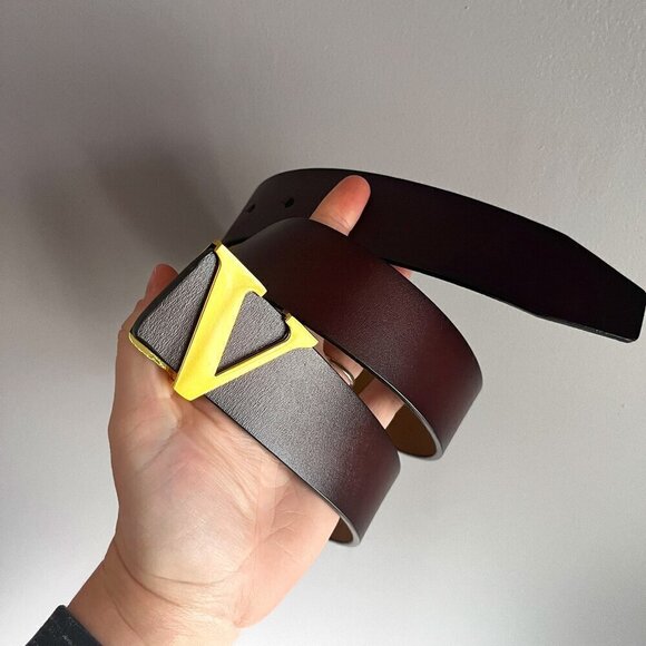 Men's Brown Belt Gold V Clasp - Picture 2 of 10
